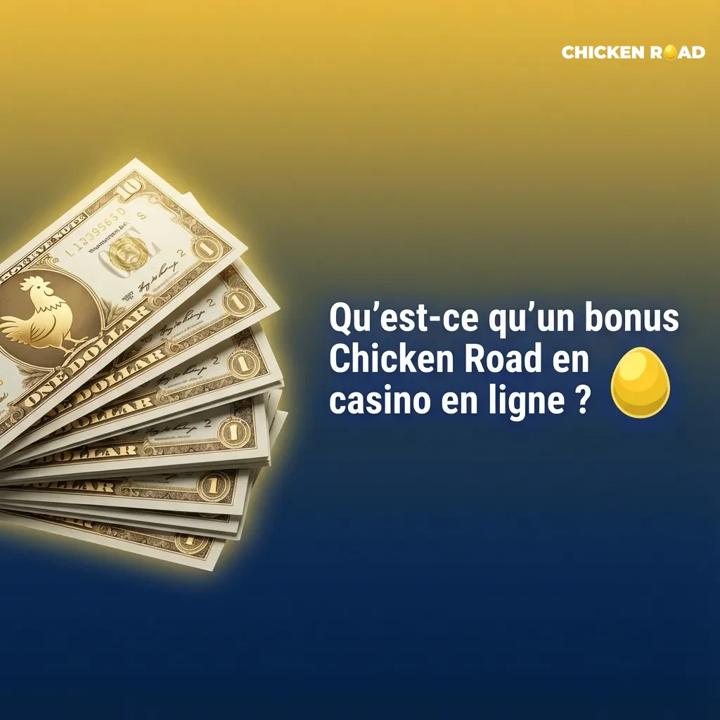 Illustration de Chicken Road en ligne avec bonus de bienvenue, pièces d’or et free spins sur une machine à sous