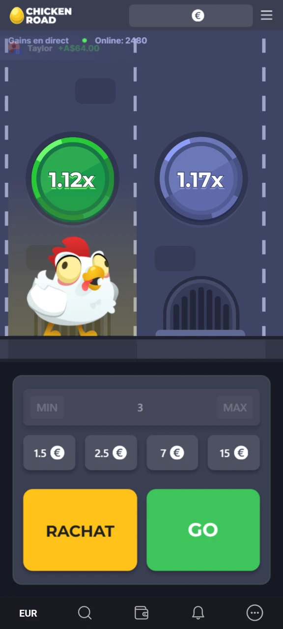 Jouez des parties rapides dans Chicken Road et gagnez.